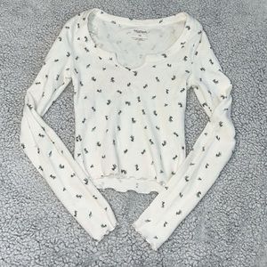 Floral Long Sleeve Crop Top